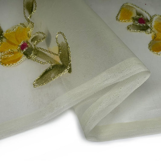 Embroidered Silk Organza - 44” - Yellow
