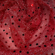 Faux Sequin Shiny Confetti Dot Knit - 42” - Red/Silver