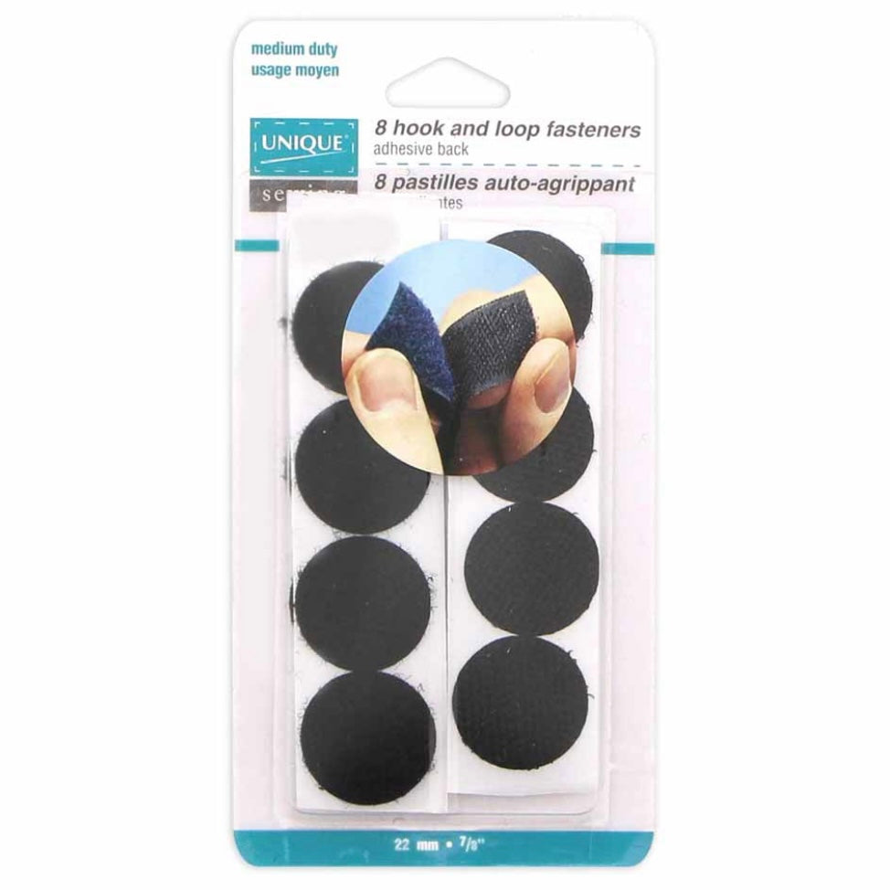 Self-Gripping Fasteners Dots - Medium duty 22mm (7⁄ 8″) - Black - 8 sets