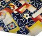 Geometric Floral Printed Polyester - 44” - Navy/Yellow/Red