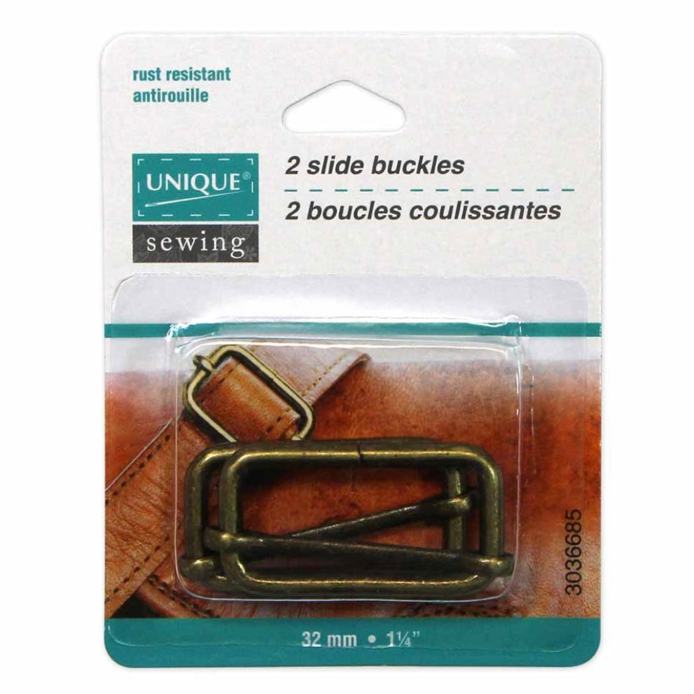 Metal Slide Buckle - 32mm (1 1/4″) - Gold  - 2 pcs