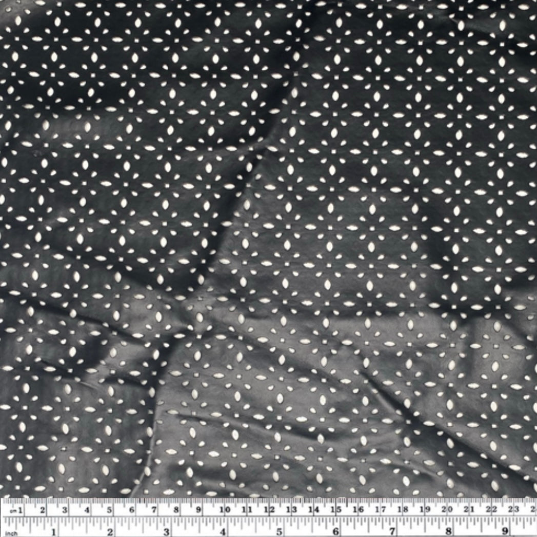Lasercut Stretch Faux Leather - Black