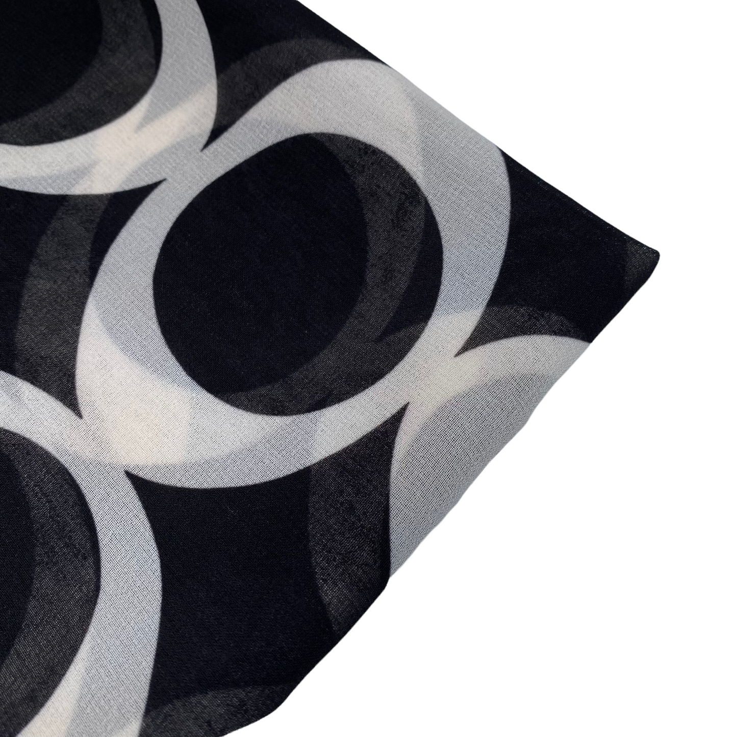 Printed Polyester Chiffon - Circles - Black/White