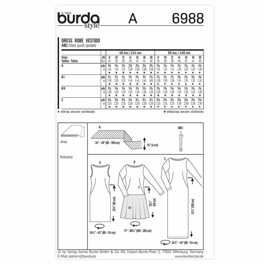 Dress Sewing Pattern - Burda Style 6988