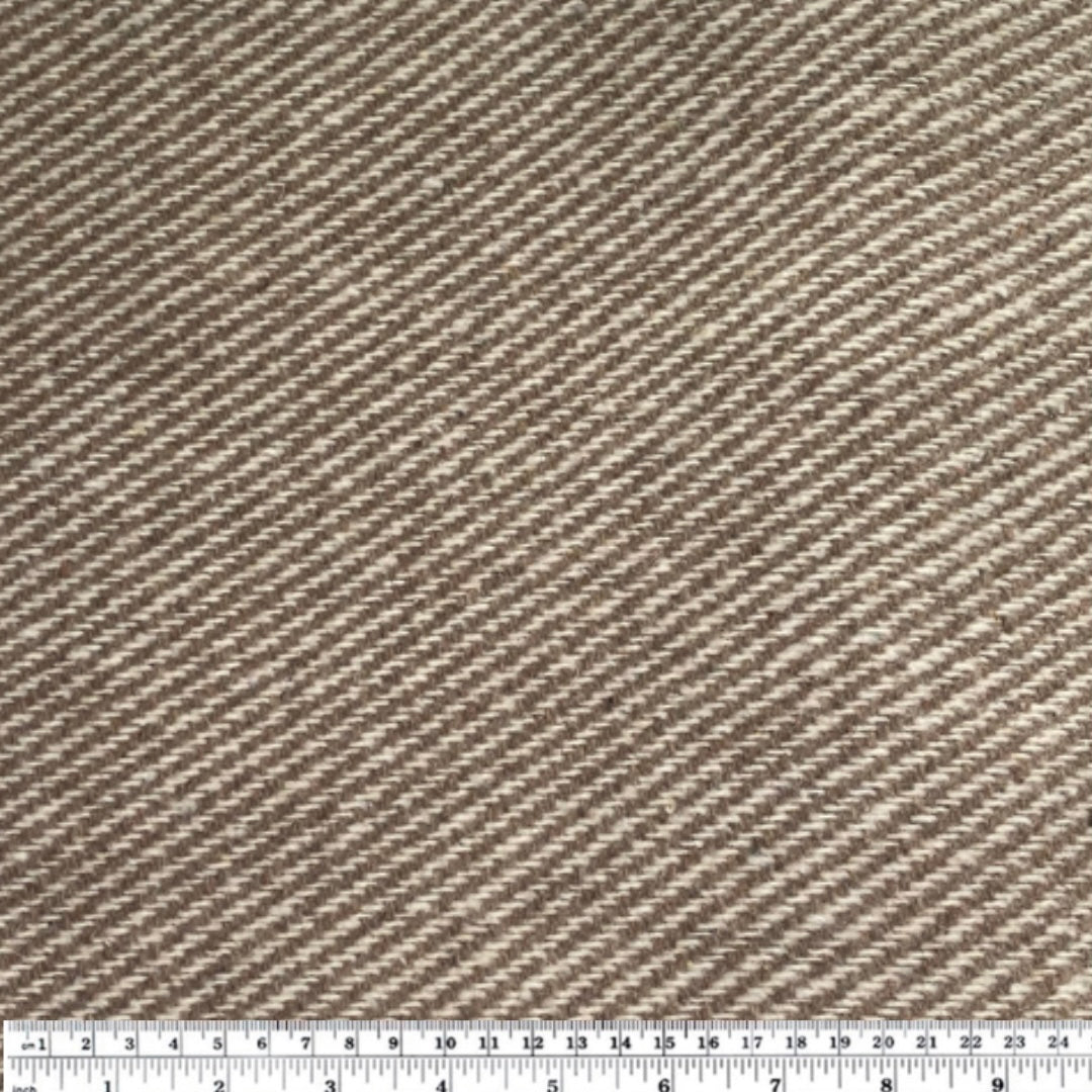 Diagonal Striped Wool Coating - Cream/Beige