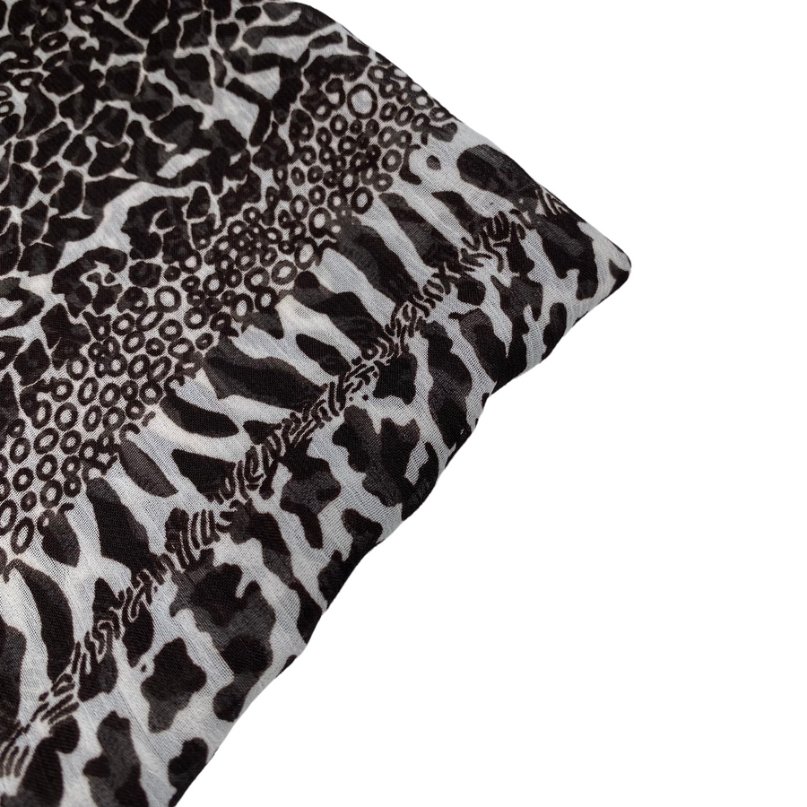 Striped Animal Print Crinkled Polyester Chiffon - 58”