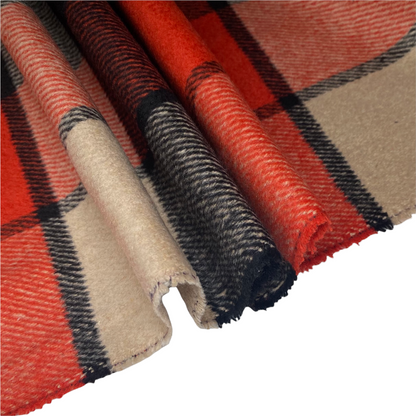 Wool Blend Plaid Coating - Remnant - Orange