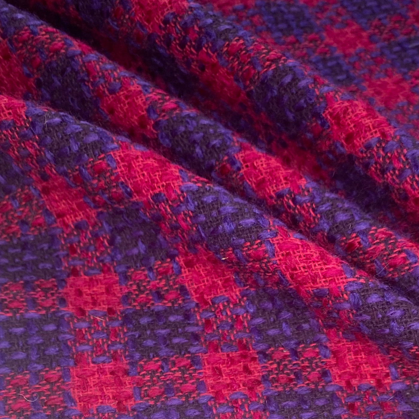Plaid Coating - Wool Blend - Pink/Purple