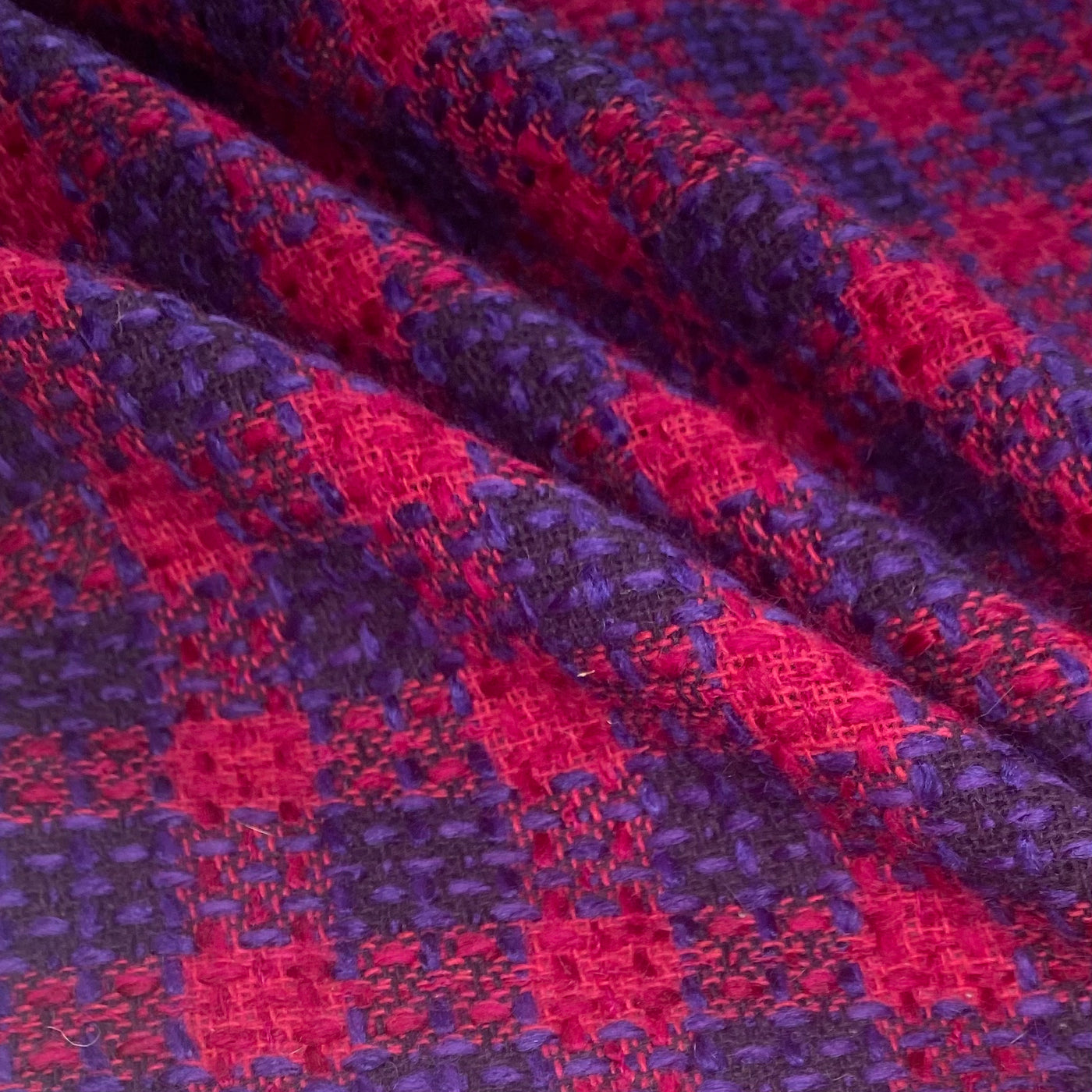 Plaid Coating Wool Blend - Pink/Purple