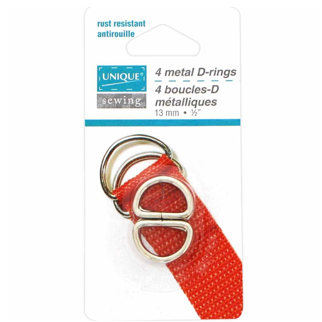Metal D-Rings - 13mm (1/2″) - Silver - 4 pcs.