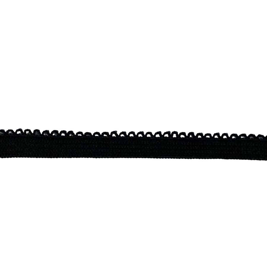 Picot Edge Decorative Elastic - 11mm - By the Yard - Black