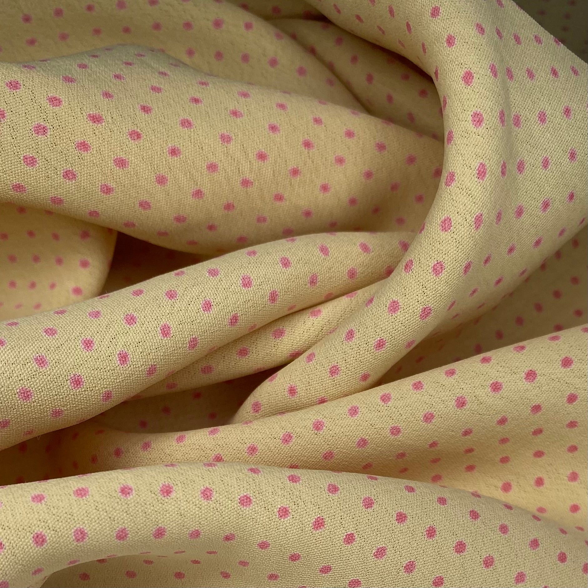 Polka Dot Silk Crepe - 44" - Yellow/Pink