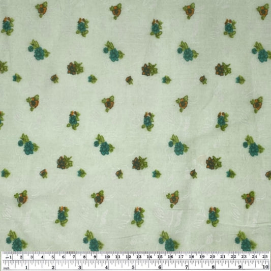 Printed Cotton Voile - Small Floral Print- Mint Green