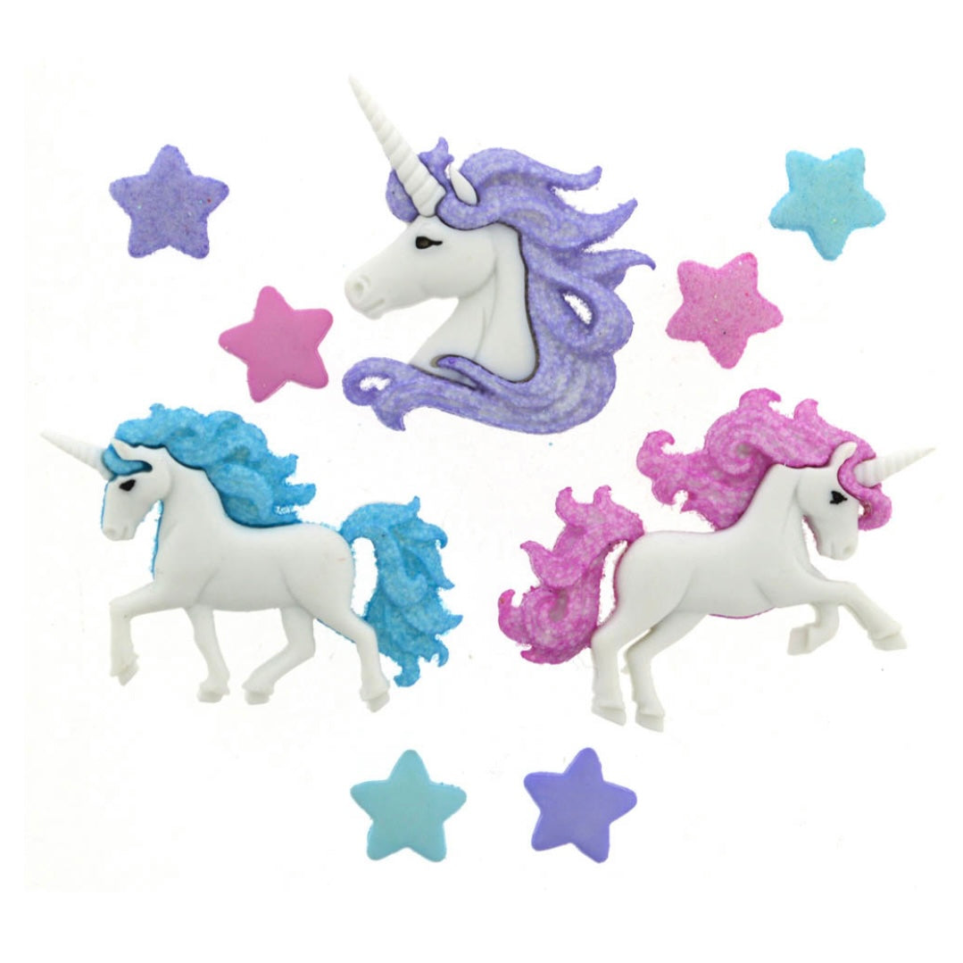 Novelty Buttons - Magical Unicorns