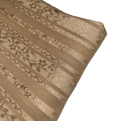 Floral Striped Silk Crinkled Chiffon - 44” - Beige