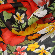 Printed Polyester Chiffon - Aloha Print - Red/Yellow/Black