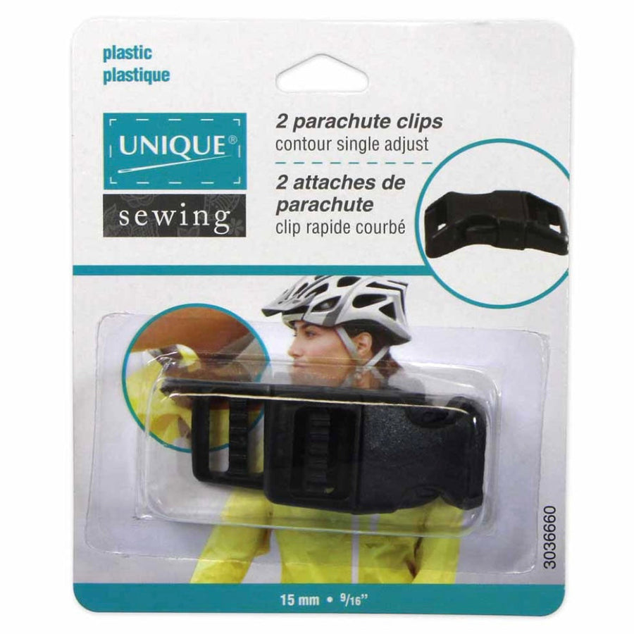 Contoured Parachute Buckle - Plastic - 15mm (9/16″) - Black - 2 pcs