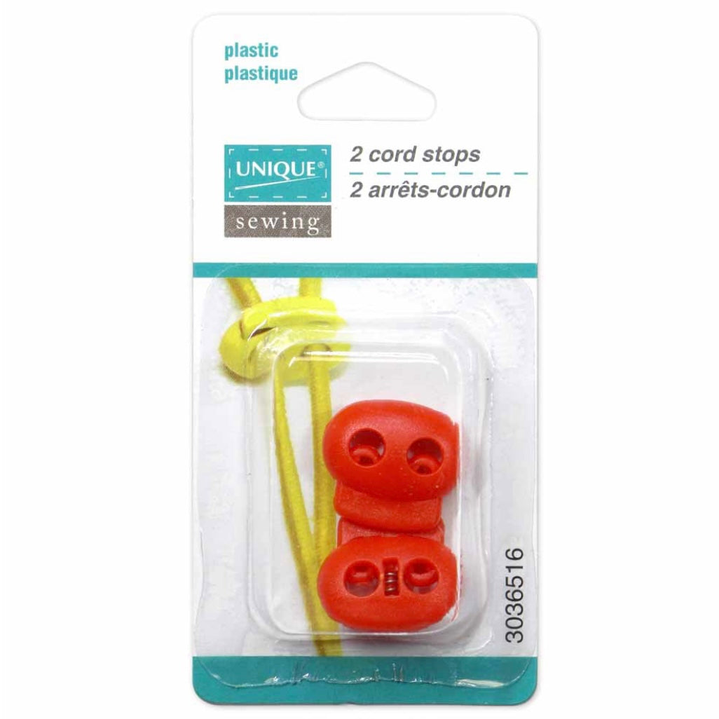 Plastic Two Hole Cord Stops - Pink - 2 pcs