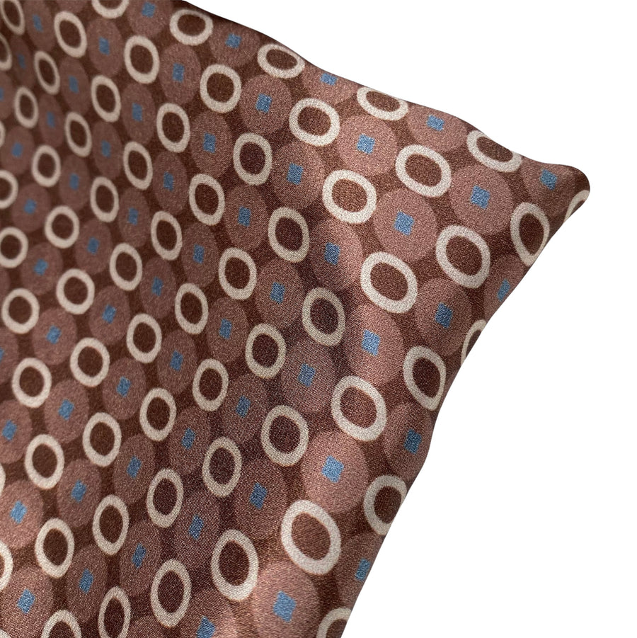Printed Silk Charmeuse - Circles - Brown/Blue