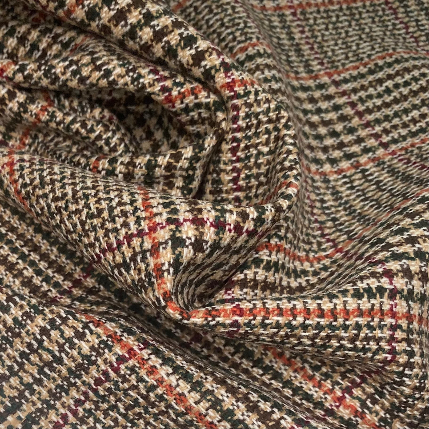 Wool Plaid - Beige/Green/White/Burgundy/Orange