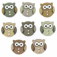 Novelty Buttons - Owls - 8pcs