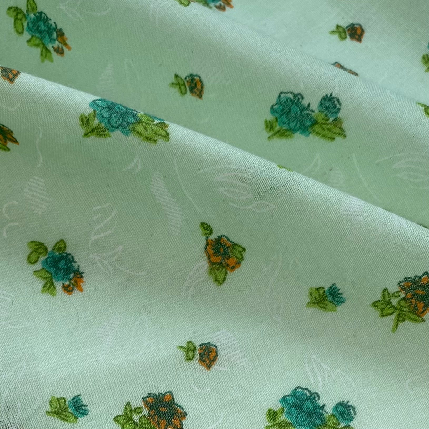 Printed Cotton Voile - Small Floral Print- Mint Green