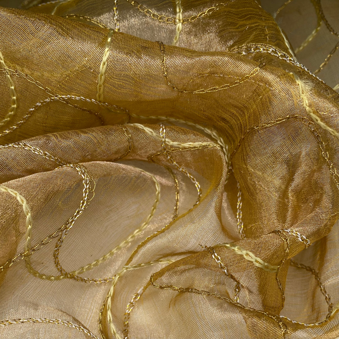 Embroidered Silk Organza - Yellow Gold