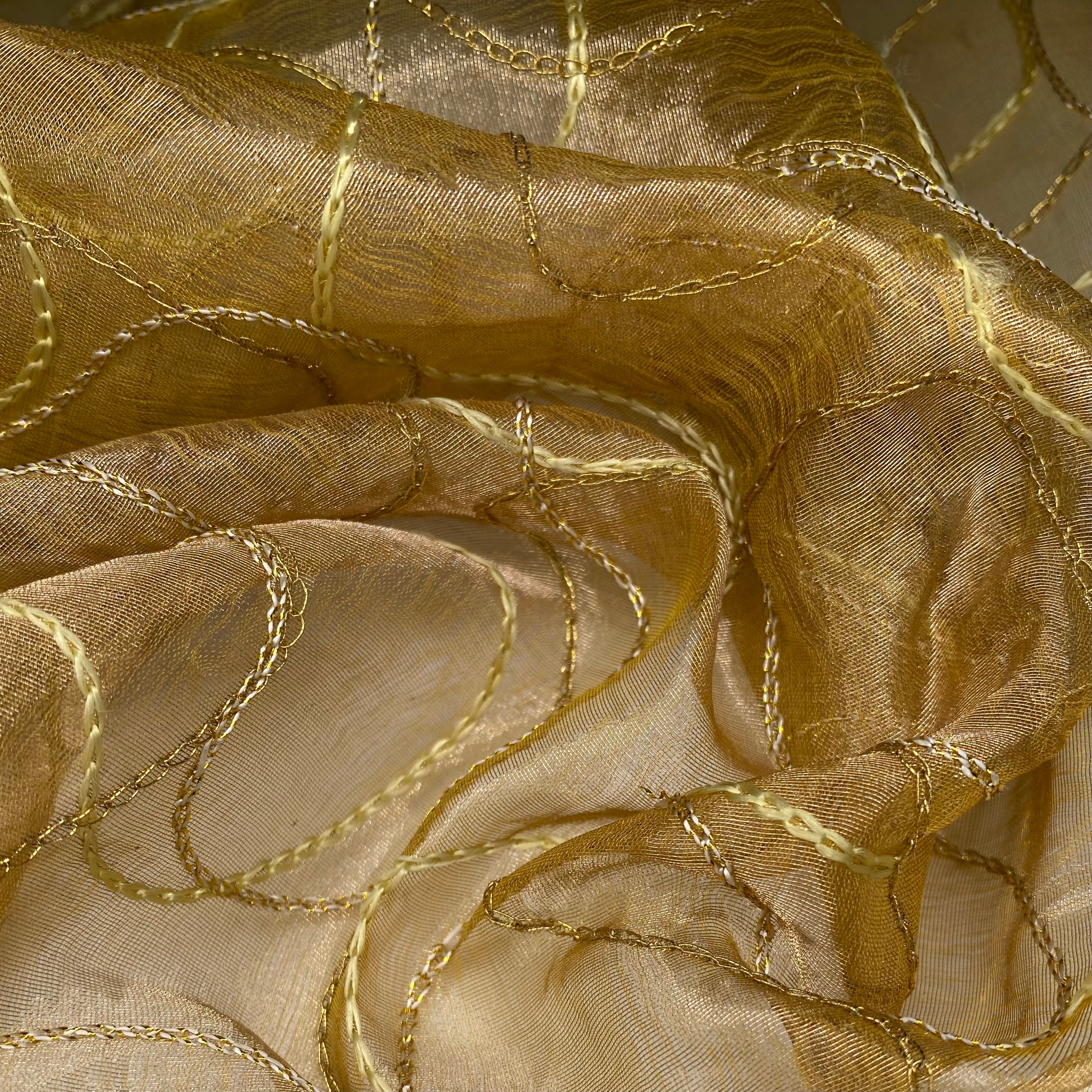 Embroidered Silk Organza - Yellow Gold