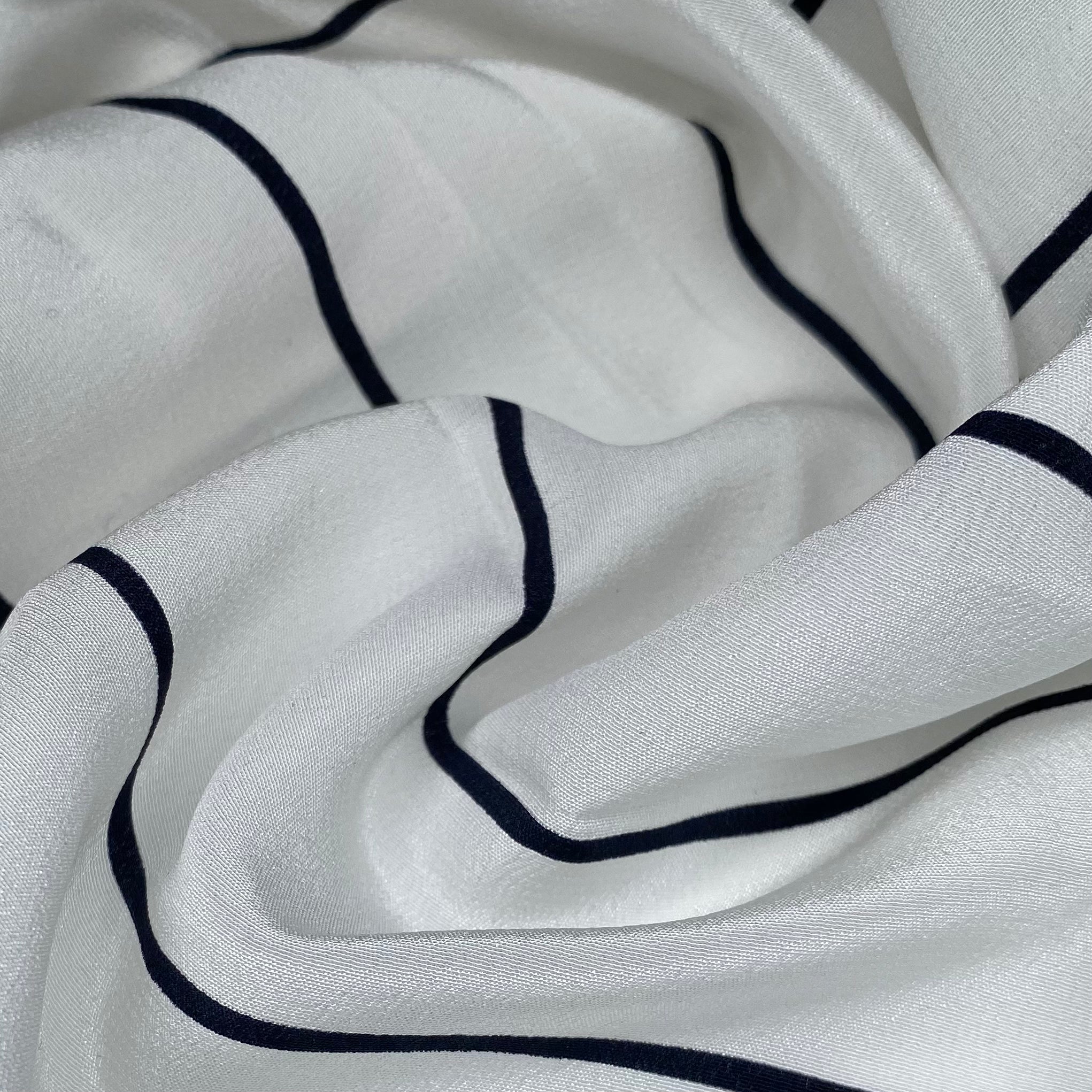 Striped Silk Georgette - White/Navy