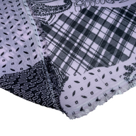 Paisley Printed Crinkled Polyester Chiffon - Pink/Black