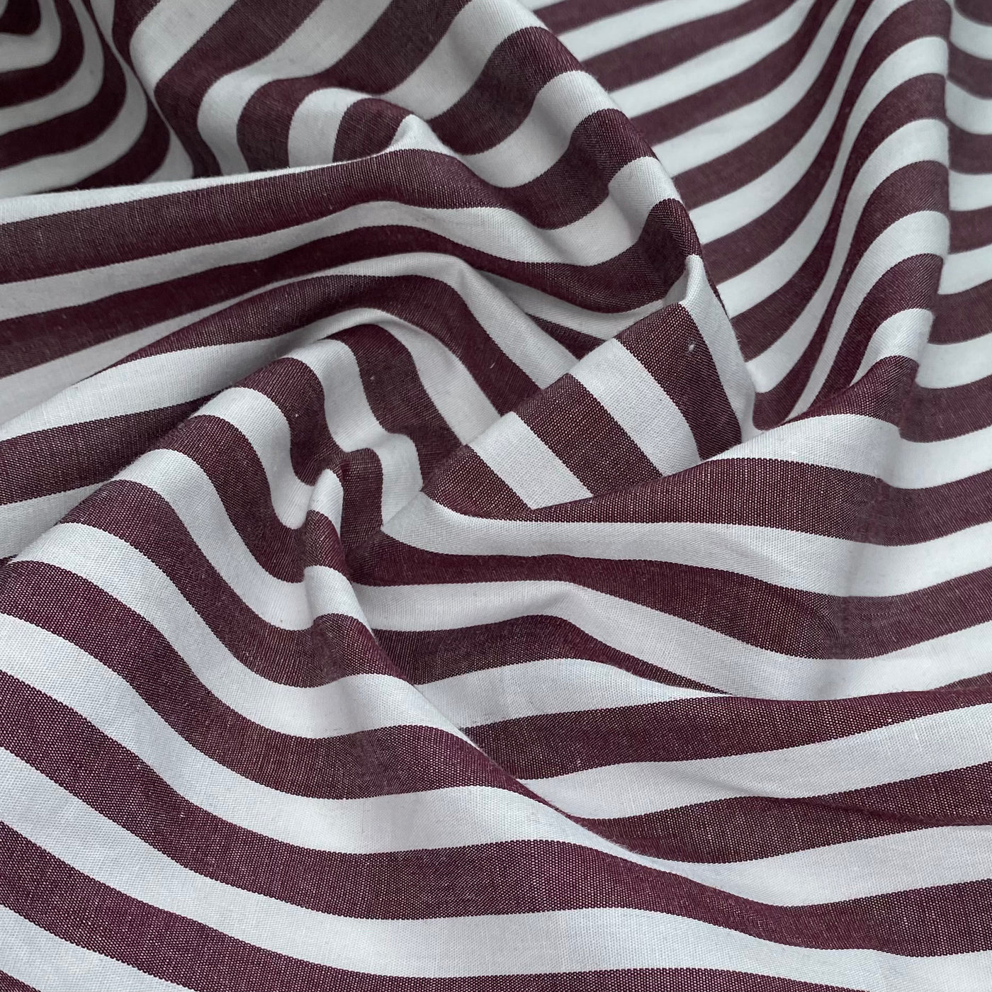 Yarn Dyed - Striped Cotton - White/Burgundy