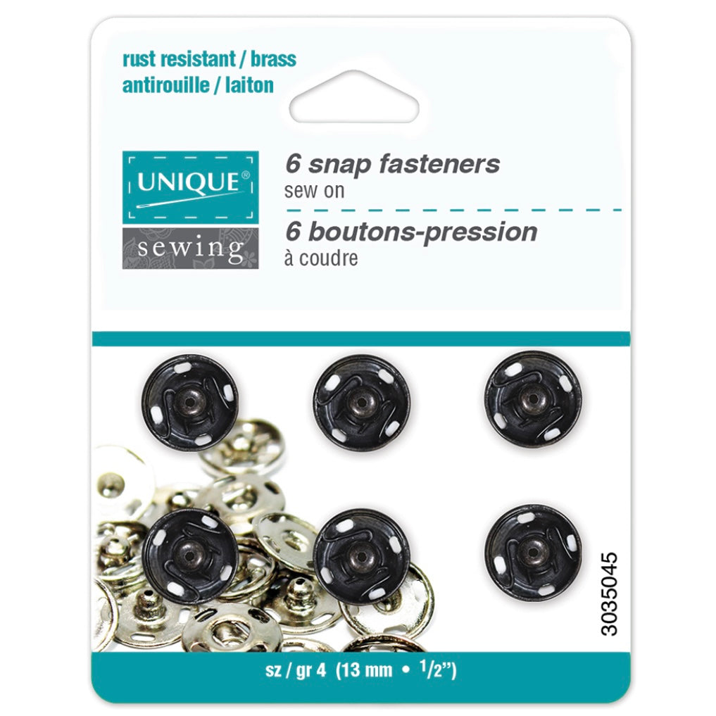 Sew On Snap Fasteners - 11mm (7/16″) - 10  sets - Black