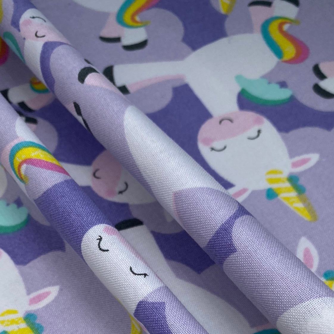 Quilting Cotton - Rainbow Unicorn - Purple
