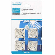Sew On Square Snap Fasteners - 14mm (1/2″) - 4 sets - Silver