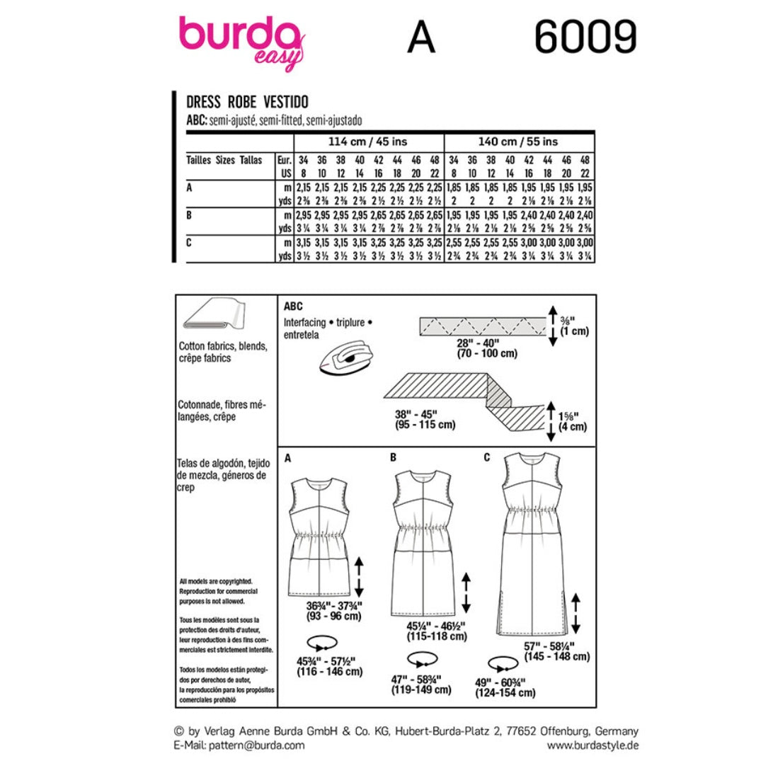 Dress Sewing Pattern - Burda Easy 6009