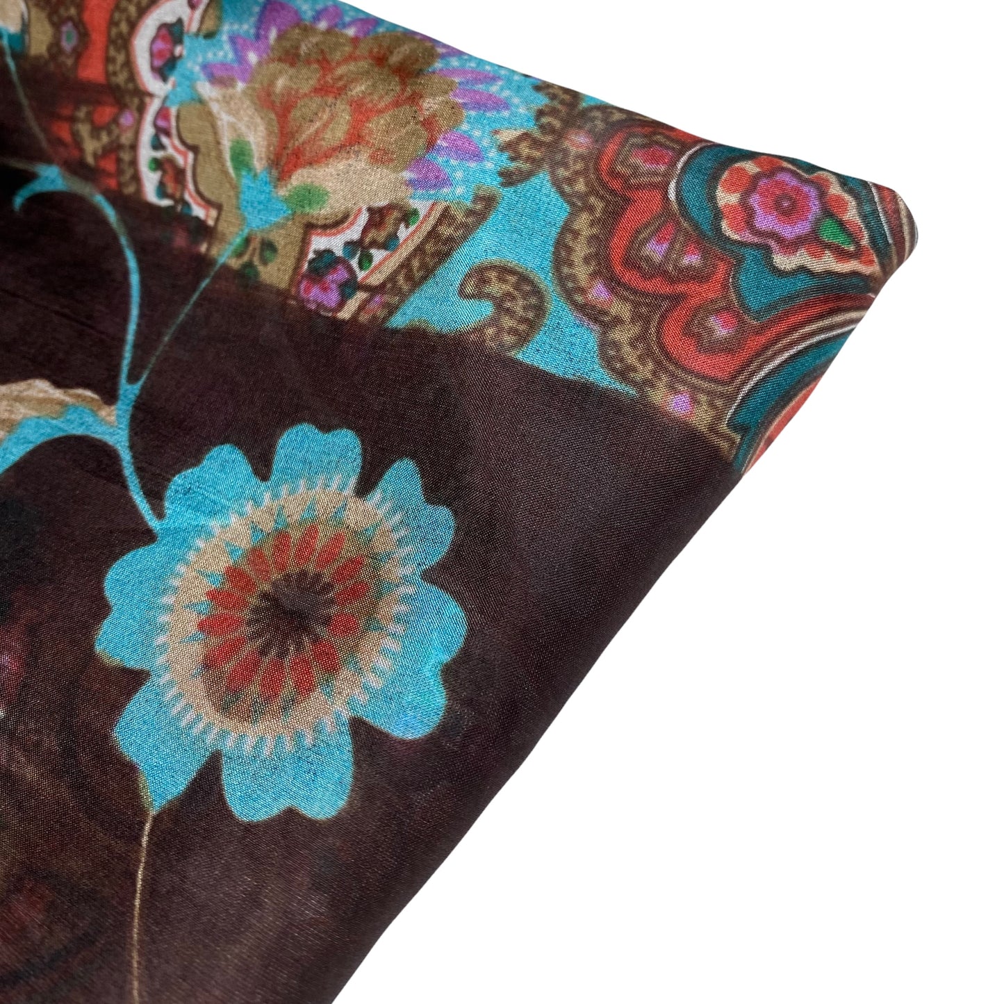 Paisley China Silk - 54” - Brown/Blue