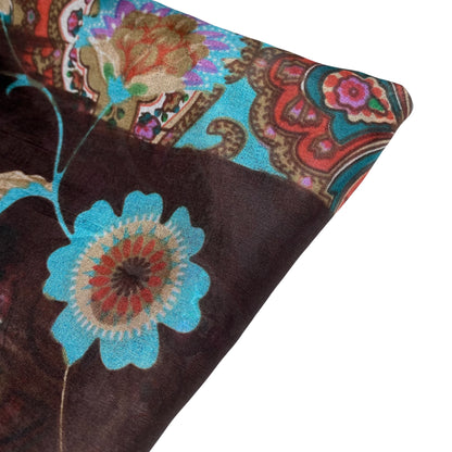 Paisley China Silk - 54” - Brown/Blue