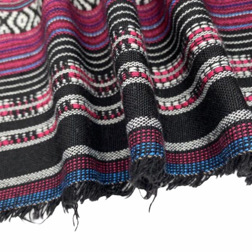 Woven Polyester - Striped Aztec  - Pink / Black