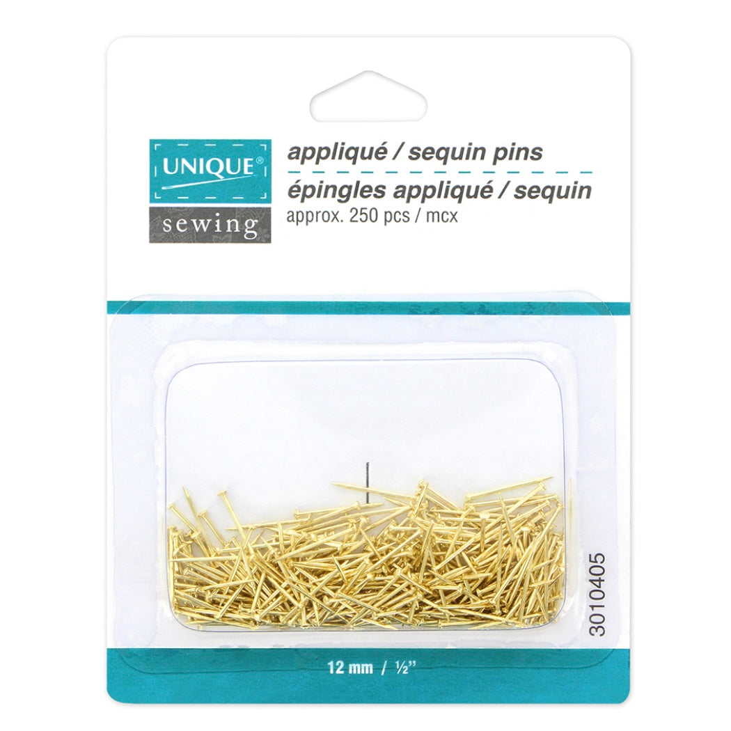 Sequin Pins - 250pcs - 12mm (1/2”) - Gold
