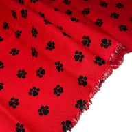 Quilting Cotton - Paw Prints - Red/Black - Remnant