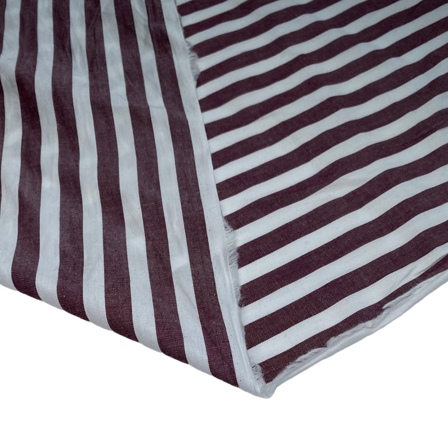 Yarn Dyed - Striped Cotton - White/Burgundy