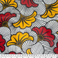 Waxed African Printed Cotton - Floral - Multi-Colour / Yellow / Red