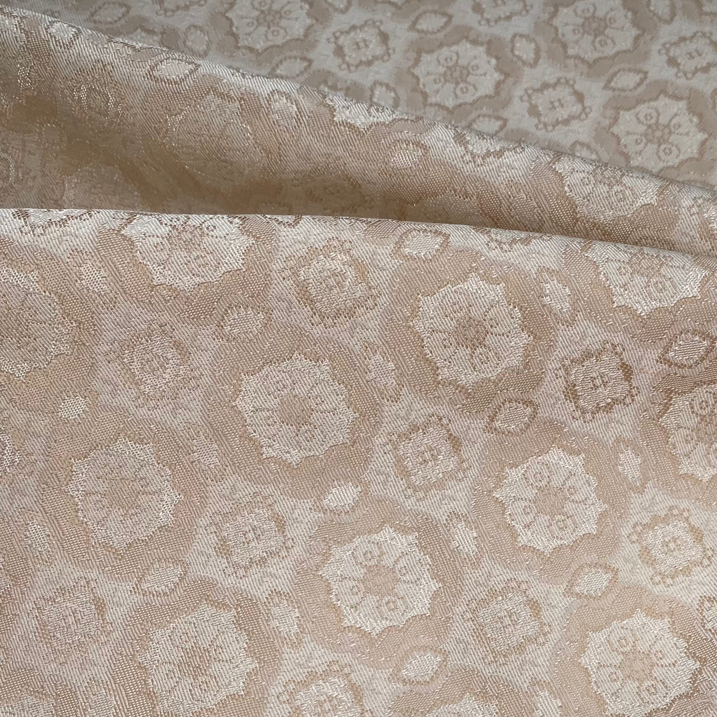 Polyester Satin Brocade - Beige/Ivory