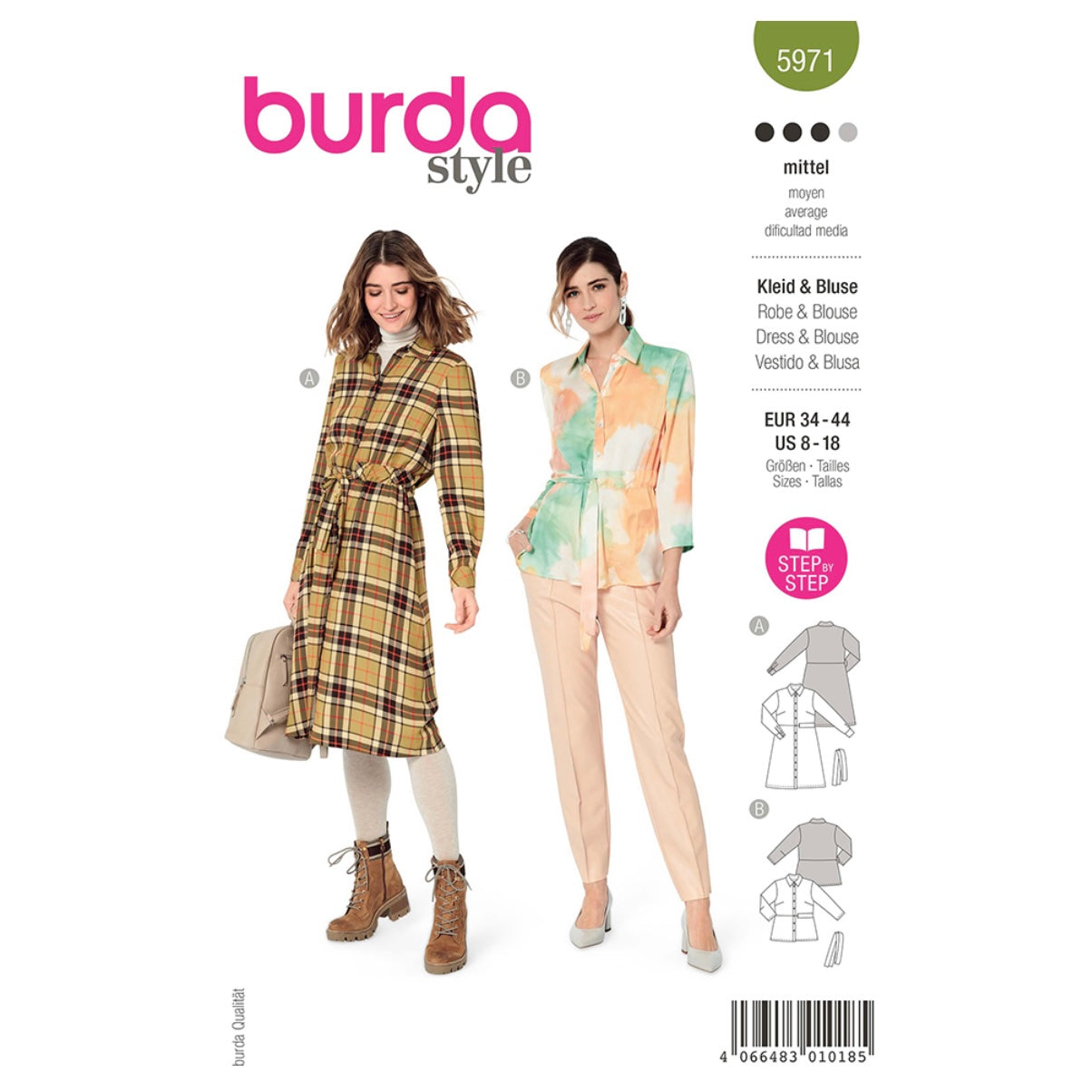 Shirt Blouse Dress & Blouse - Sleeves with Cuffs Sewing Pattern - Burda Style 5971