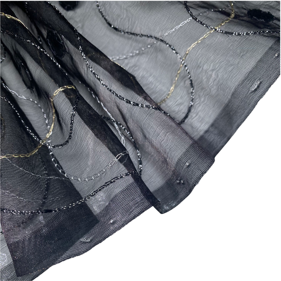Embroidered Sequin Silk Organza - Black