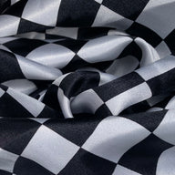 Printed Polyester Charmeuse - Checkered - Black/White