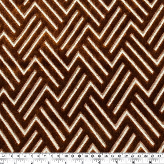 Patterned Velvet Upholstery - Designer Remnant - Copper