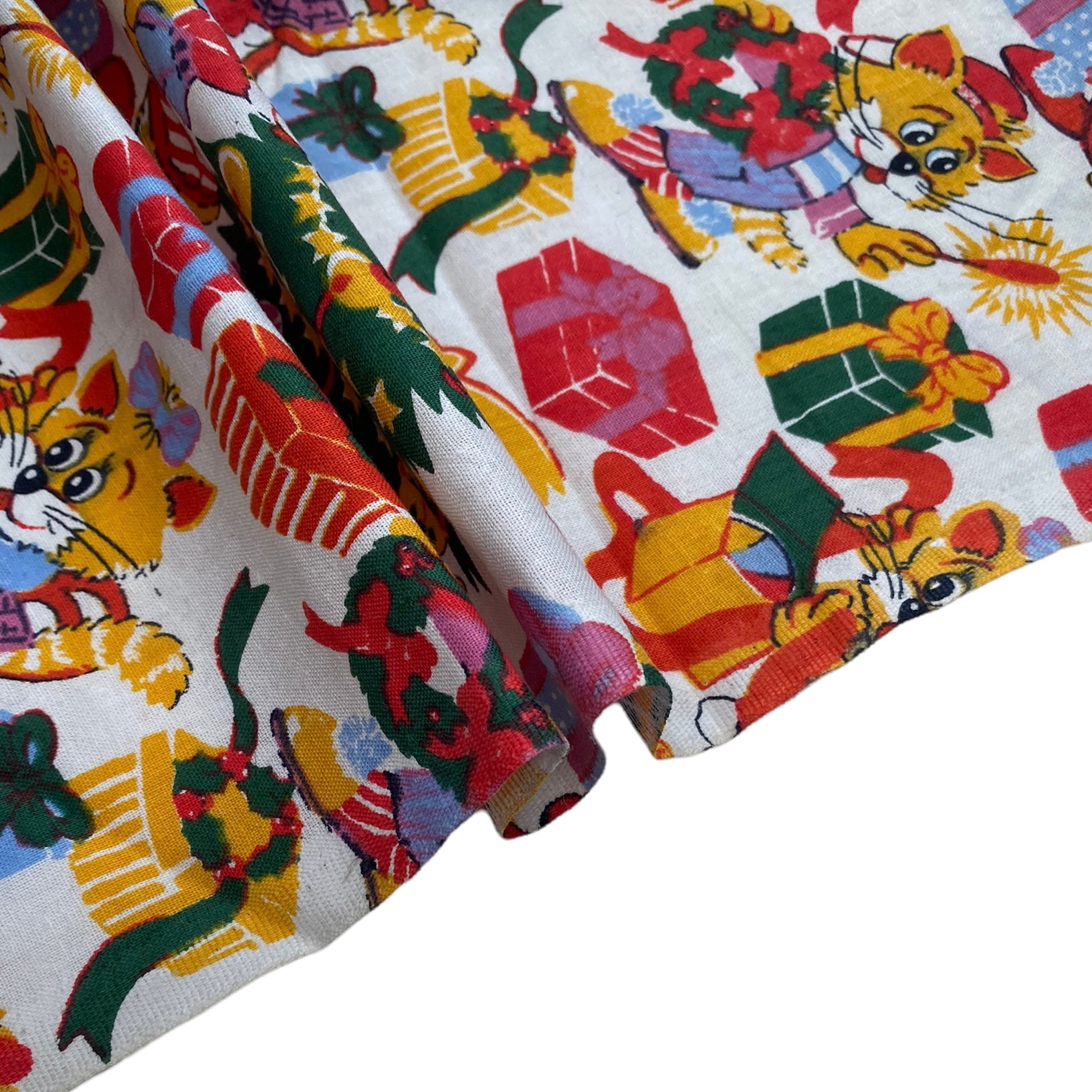 Printed Cotton - Christmas Cats- White