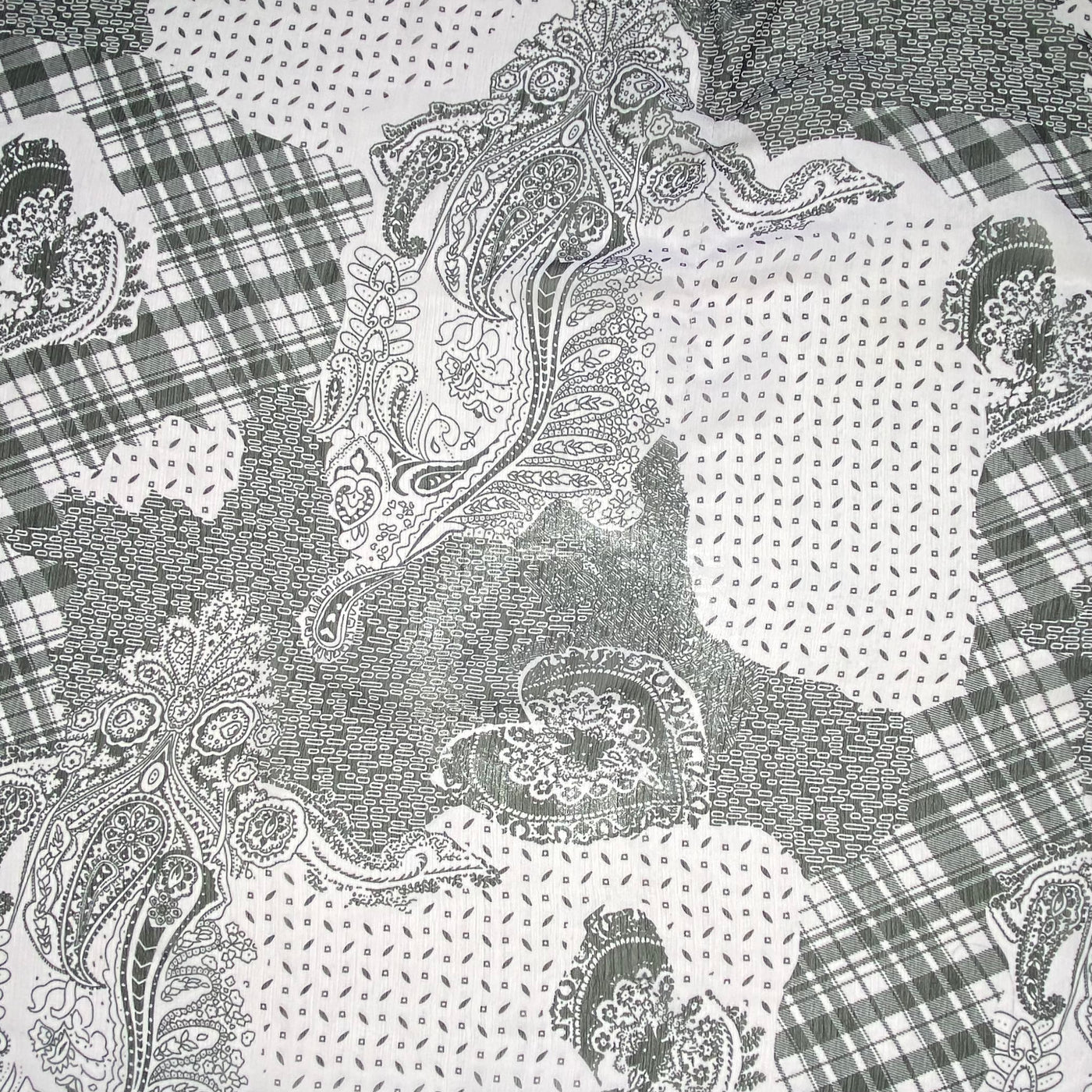 Paisley Crinkled Polyester Chiffon - 60” - Pink/Black