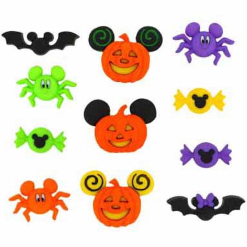 Novelty Buttons - Mickey Mouse & Minnie Halloween - 11pcs